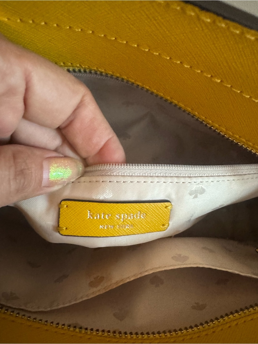 Kate Spade Yellow Leather Satchel with Removable Strap - Picture 3 of 9